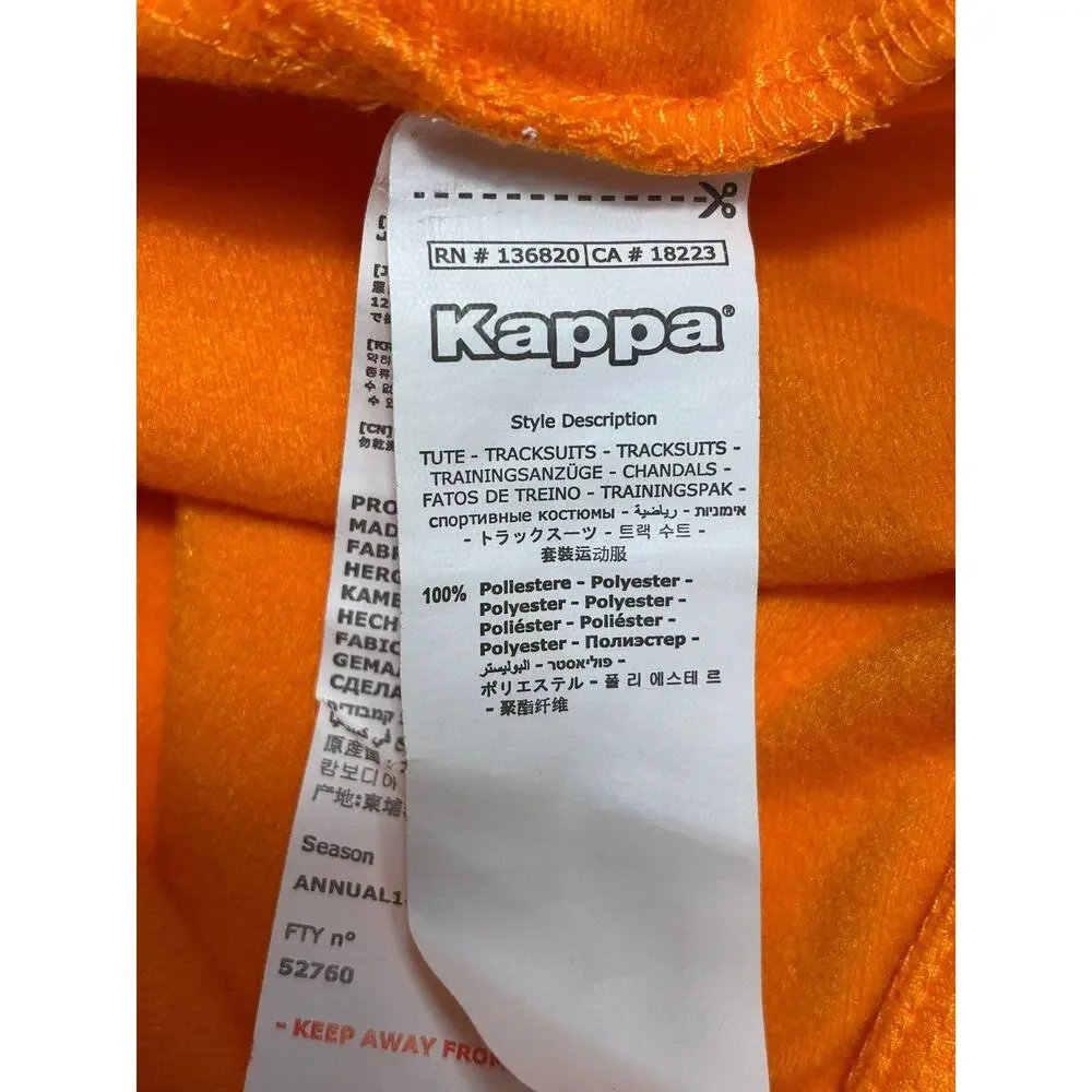 Kappa Track Jacket Mens XL Orange Blue Full Zip Polyester Pockets Logo Athletic
